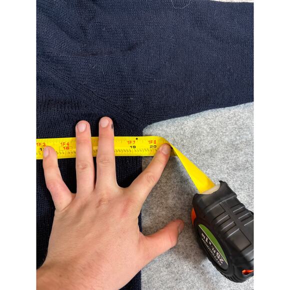 Vintage 70s Heart Shape Sweater Womens L Navy Ribbed Cable Knit Crewneck Retro - Picture 3 of 4